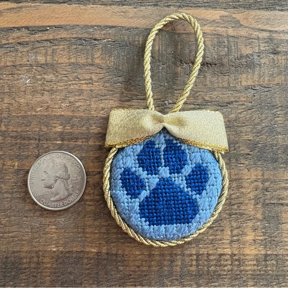 Handcrafted Needlepoint Mini Paw Print Ornament
